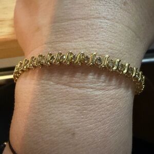 Cherish Gold-Tone Tennis Bracelet with Clear Stones 3ct 10k